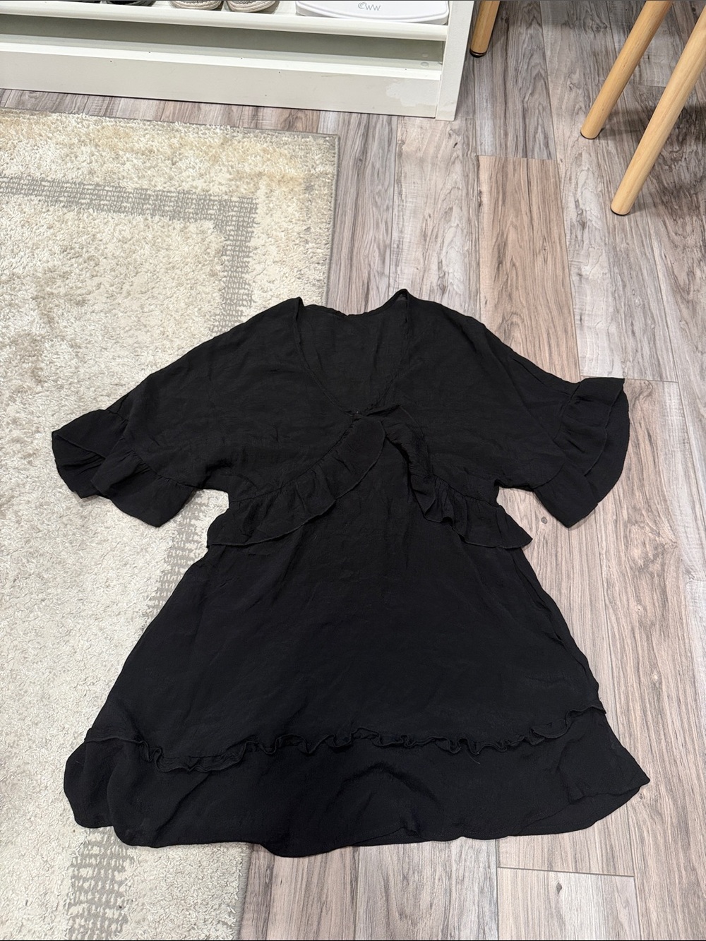 Black Ruffle Swim Coverup